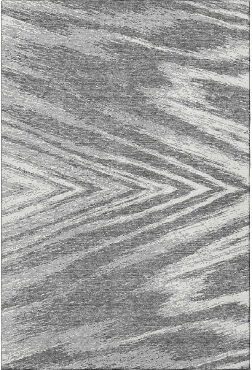 Gray And Ivory Abstract Washable Area Rug With UV Protection Photo 3