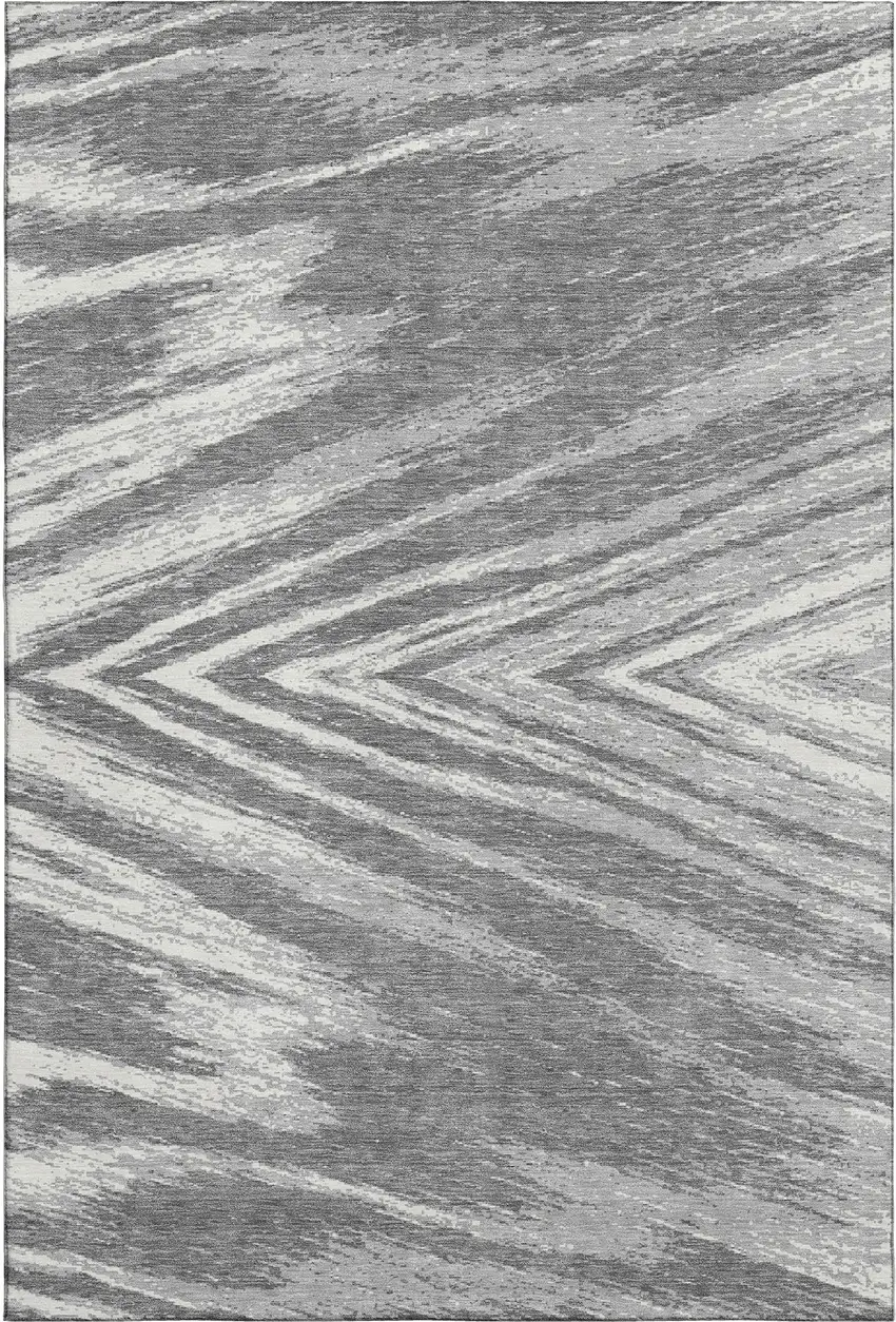 Gray And Ivory Abstract Washable Area Rug With UV Protection Photo 1