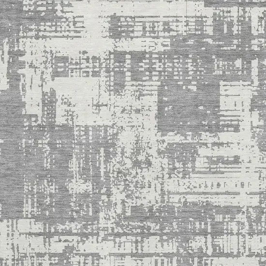 Gray And Ivory Abstract Washable Area Rug With UV Protection Photo 3