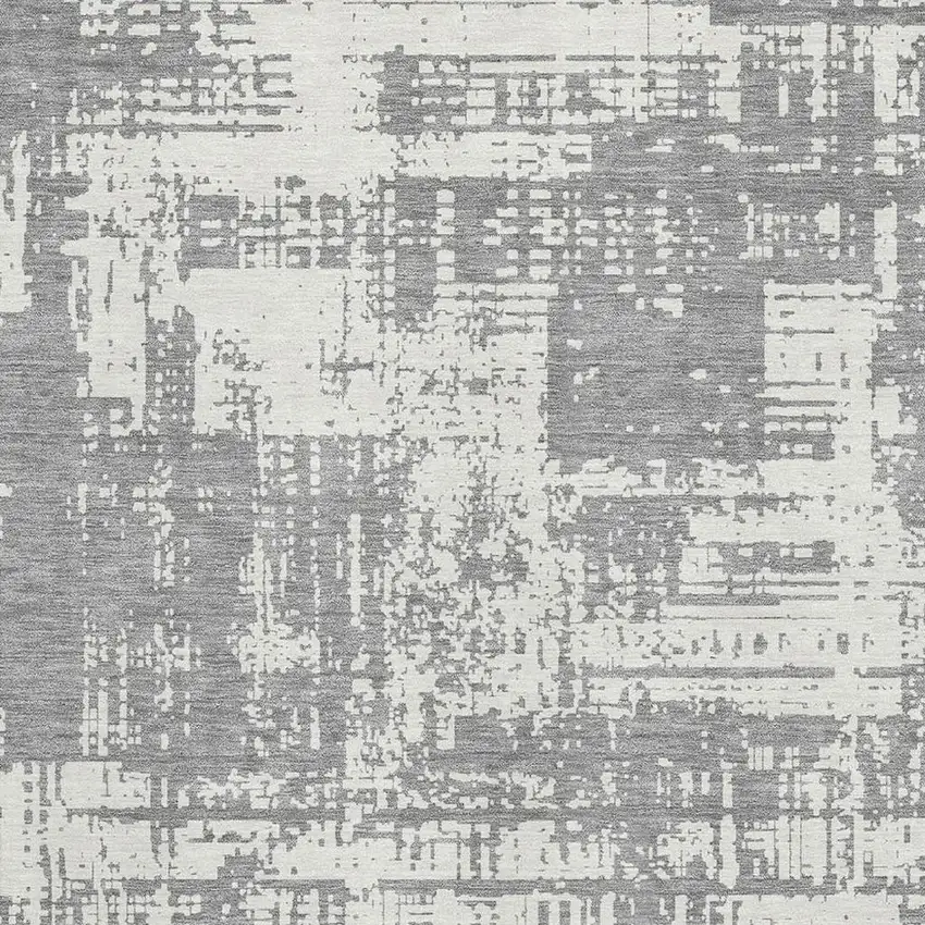 Gray And Ivory Abstract Washable Area Rug With UV Protection Photo 3