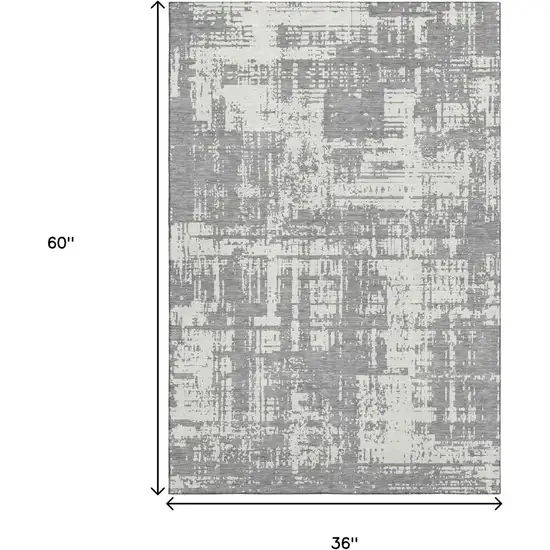 Gray And Ivory Abstract Washable Area Rug With UV Protection Photo 3