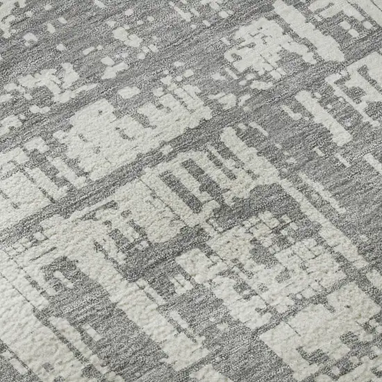 Gray And Ivory Abstract Washable Area Rug With UV Protection Photo 7