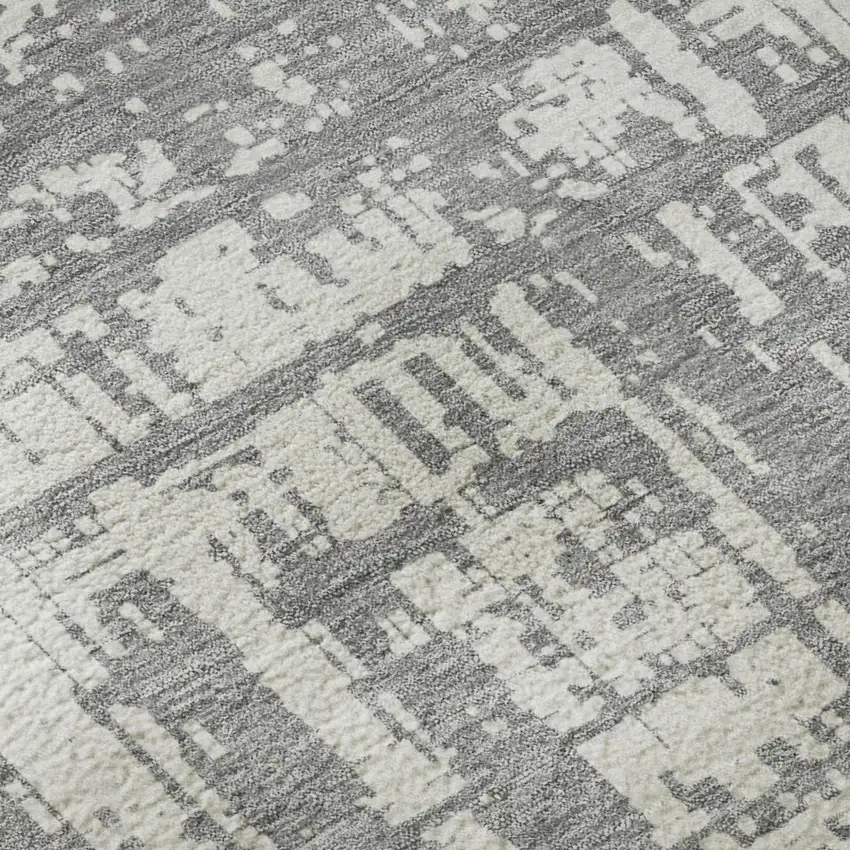 Gray And Ivory Abstract Washable Area Rug With UV Protection Photo 7