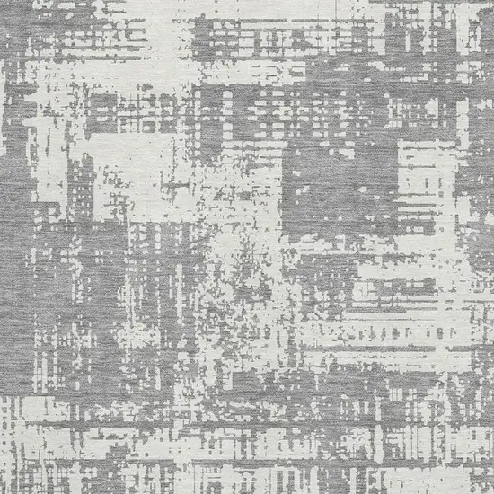 Gray And Ivory Abstract Washable Area Rug With UV Protection Photo 3