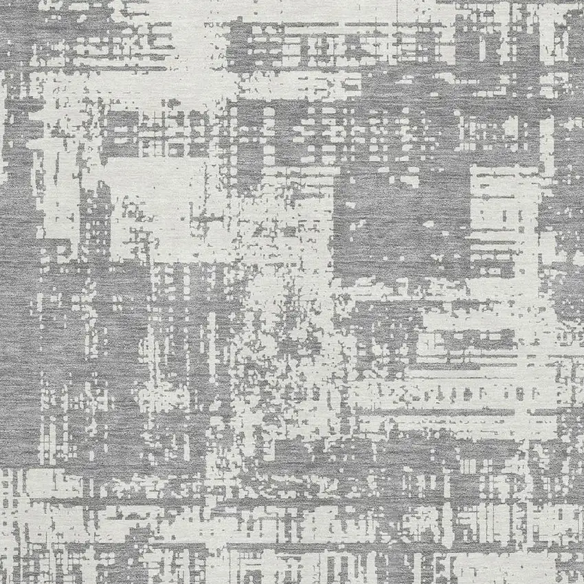 Gray And Ivory Abstract Washable Area Rug With UV Protection Photo 3