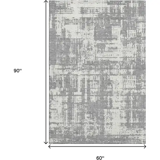 Gray And Ivory Abstract Washable Area Rug With UV Protection Photo 8