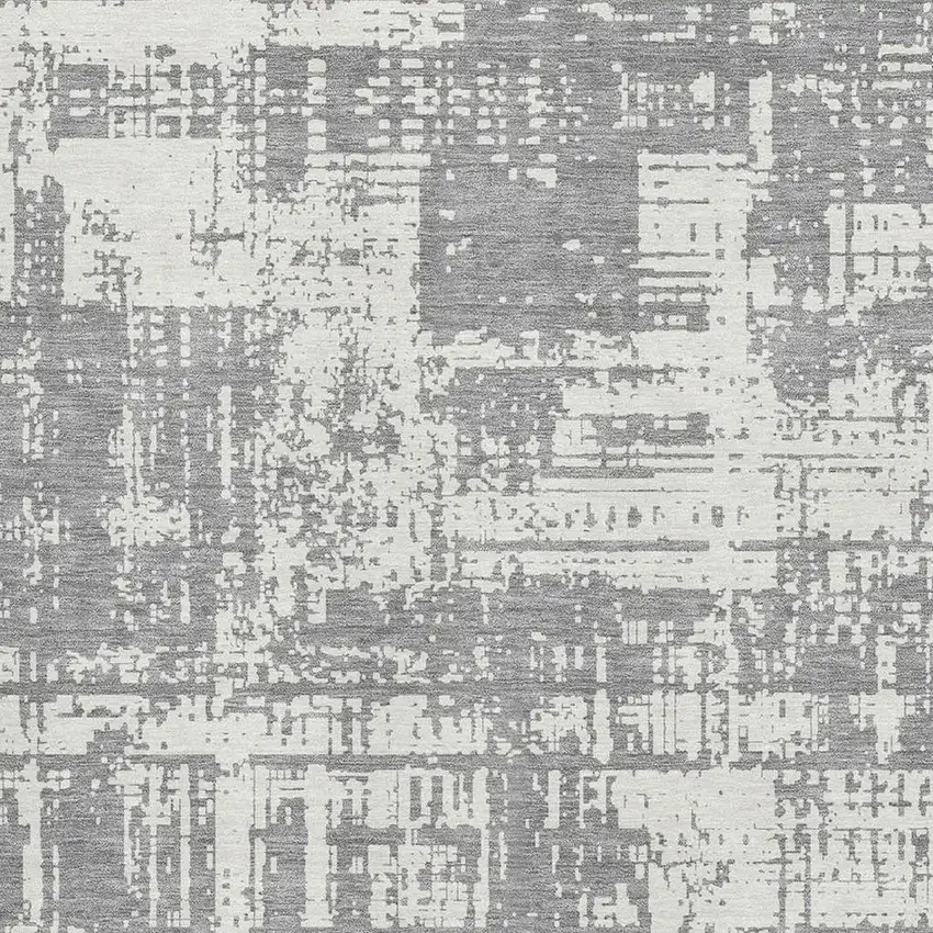 Gray And Ivory Abstract Washable Area Rug With UV Protection Photo 3
