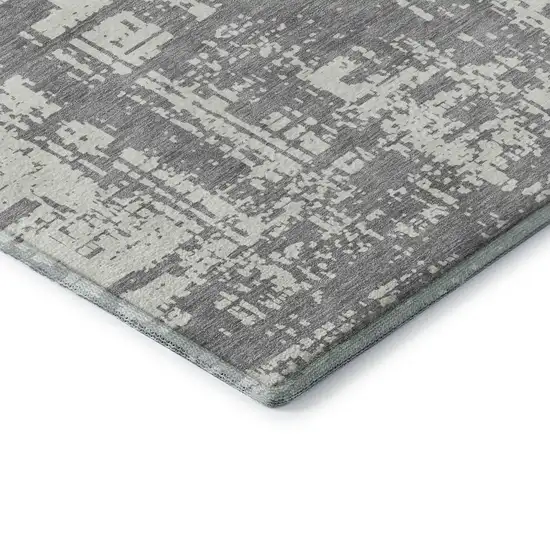 Gray And Ivory Abstract Washable Area Rug With UV Protection Photo 8