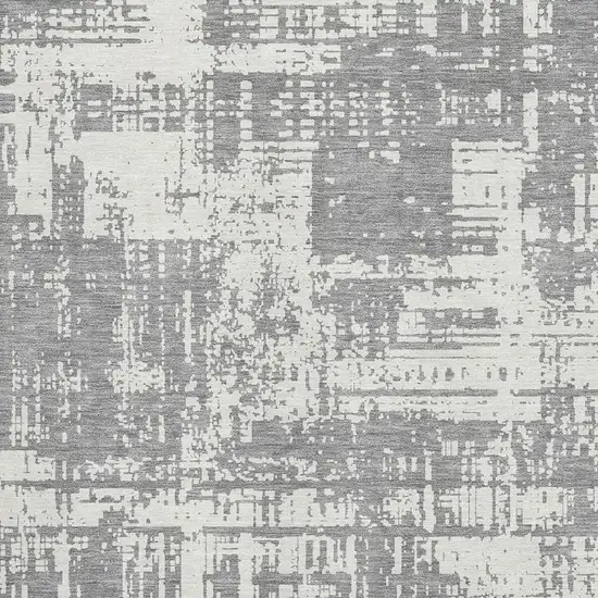 Gray And Ivory Abstract Washable Area Rug With UV Protection Photo 3
