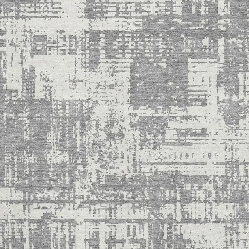 Gray And Ivory Abstract Washable Area Rug With UV Protection Photo 3