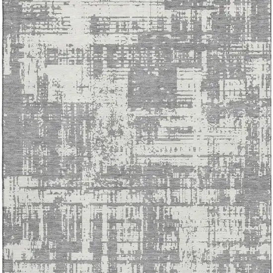 Gray And Ivory Abstract Washable Area Rug With UV Protection Photo 4