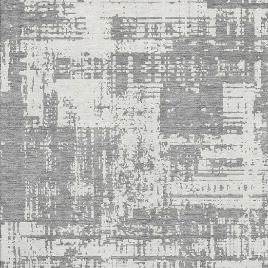 Gray And Ivory Abstract Washable Area Rug With UV Protection Photo 3