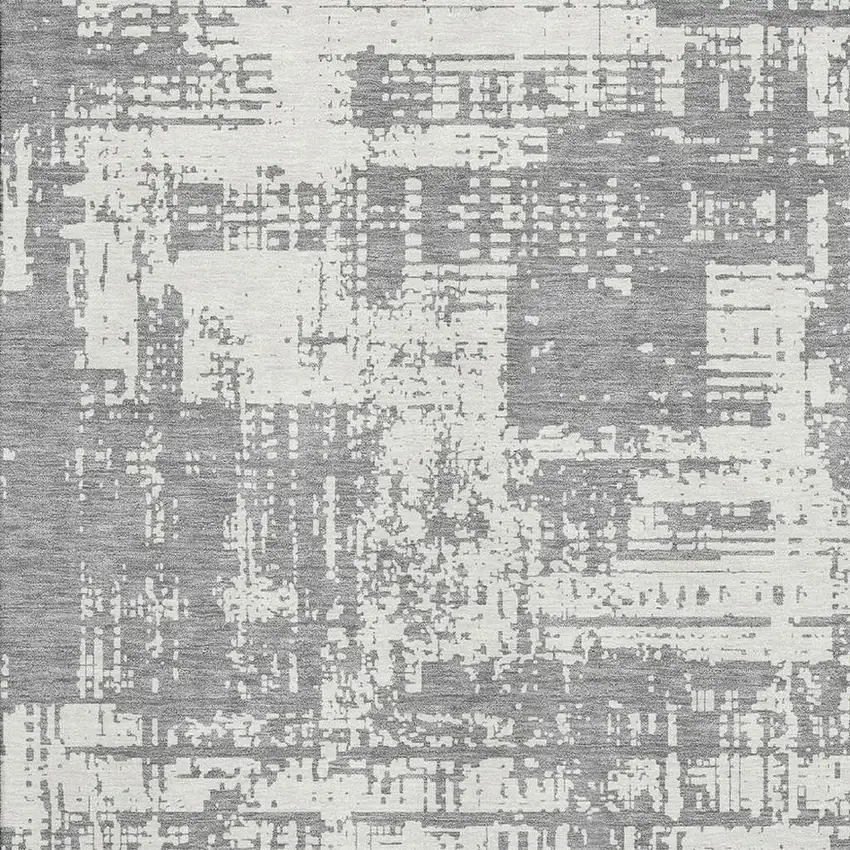 Gray And Ivory Abstract Washable Area Rug With UV Protection Photo 3