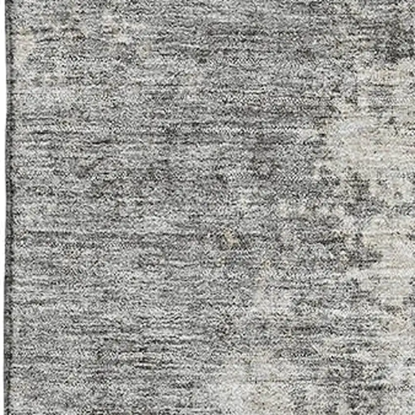 Gray And Ivory Abstract Washable Area Rug With UV Protection Photo 3