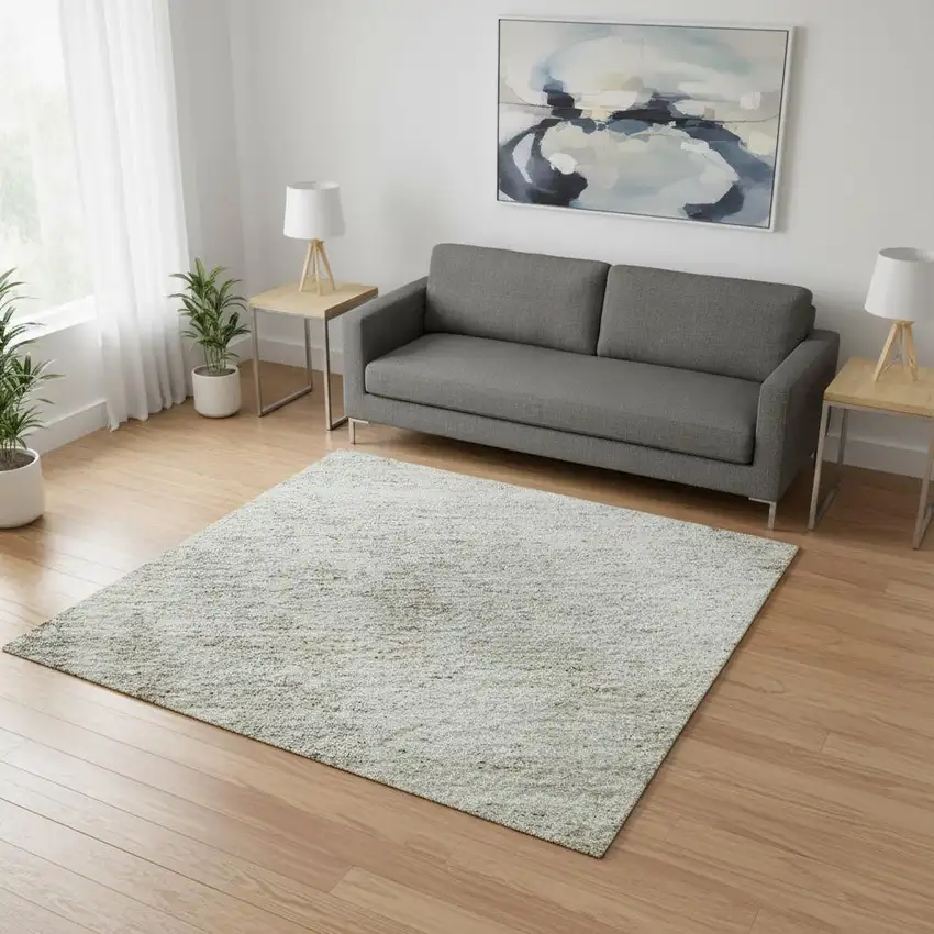 Gray And Ivory Abstract Washable Area Rug With UV Protection Photo 2