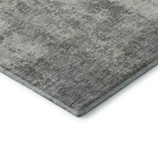 Gray And Ivory Abstract Washable Area Rug With UV Protection Photo 6