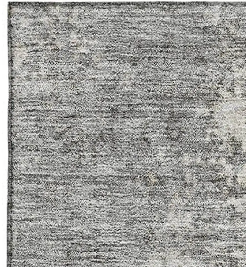 Gray And Ivory Abstract Washable Area Rug With UV Protection Photo 3