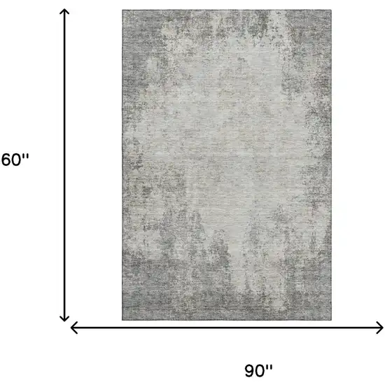 Gray And Ivory Abstract Washable Area Rug With UV Protection Photo 8