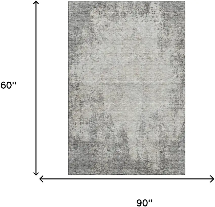 Gray And Ivory Abstract Washable Area Rug With UV Protection Photo 8