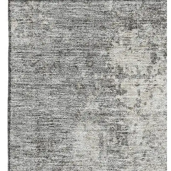 Gray And Ivory Abstract Washable Area Rug With UV Protection Photo 3