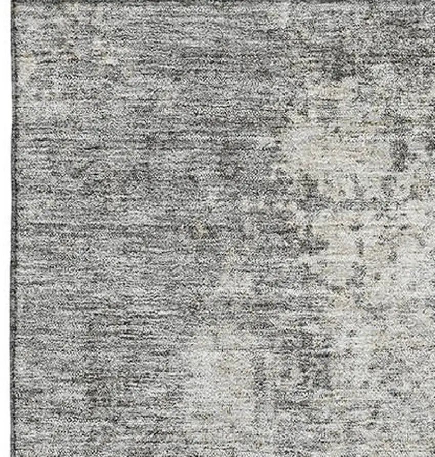Gray And Ivory Abstract Washable Area Rug With UV Protection Photo 3