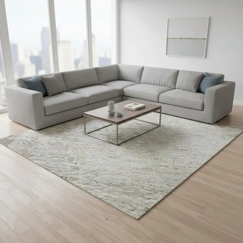 Gray And Ivory Abstract Washable Area Rug With UV Protection Photo 2