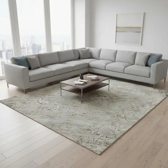 Gray And Ivory Abstract Washable Area Rug With UV Protection Photo 2