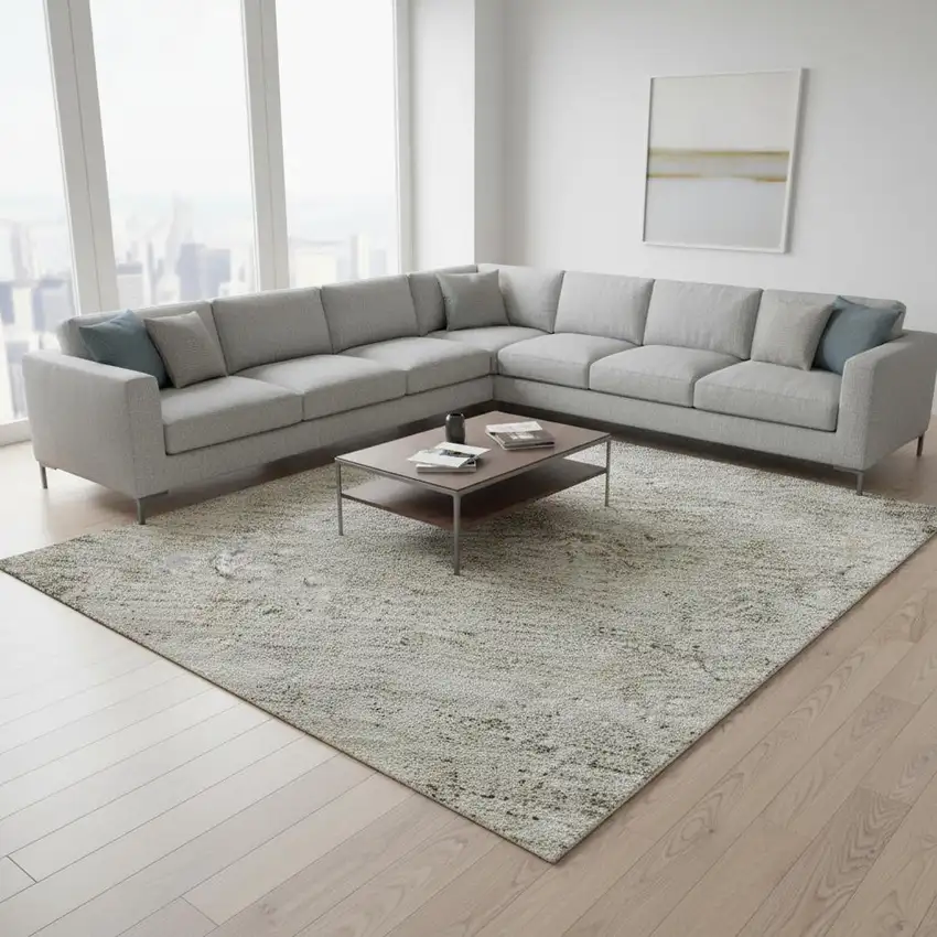 Gray And Ivory Abstract Washable Area Rug With UV Protection Photo 2