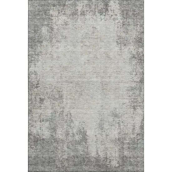 Gray And Ivory Abstract Washable Area Rug With UV Protection Photo 4