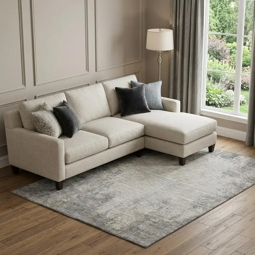 Gray And Ivory Abstract Washable Area Rug With UV Protection Photo 1