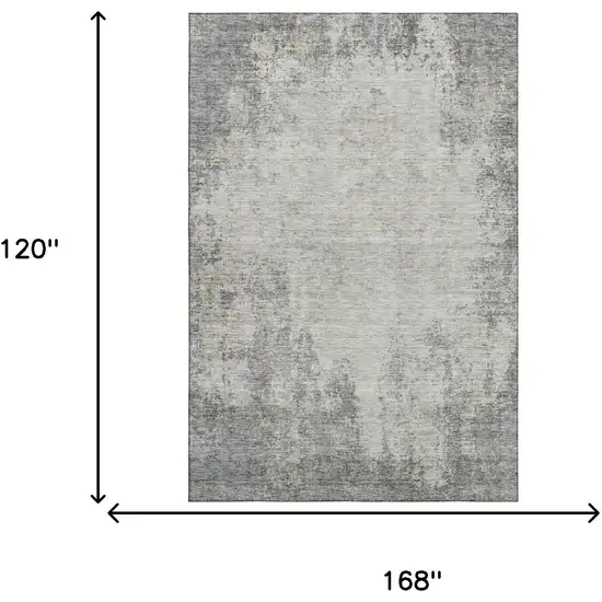 Gray And Ivory Abstract Washable Area Rug With UV Protection Photo 9