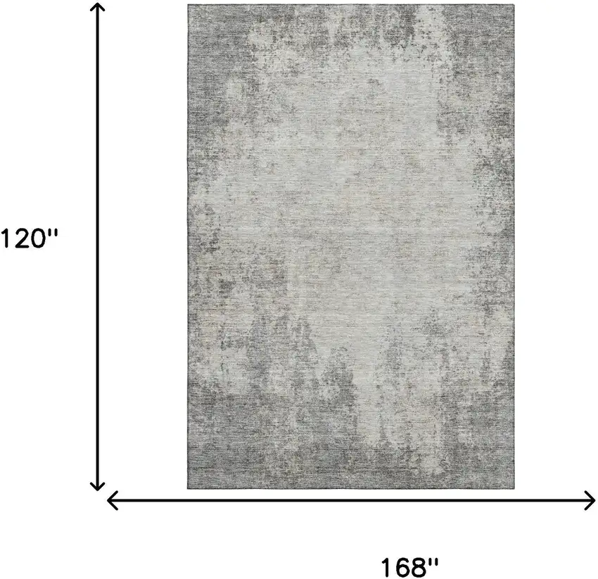 Gray And Ivory Abstract Washable Area Rug With UV Protection Photo 9