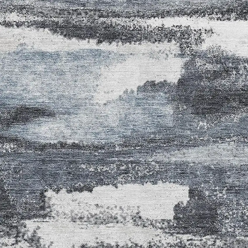 Gray And Ivory Abstract Washable Area Rug With UV Protection Photo 2