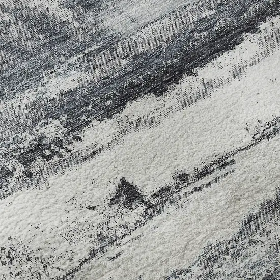 Gray And Ivory Abstract Washable Area Rug With UV Protection Photo 8