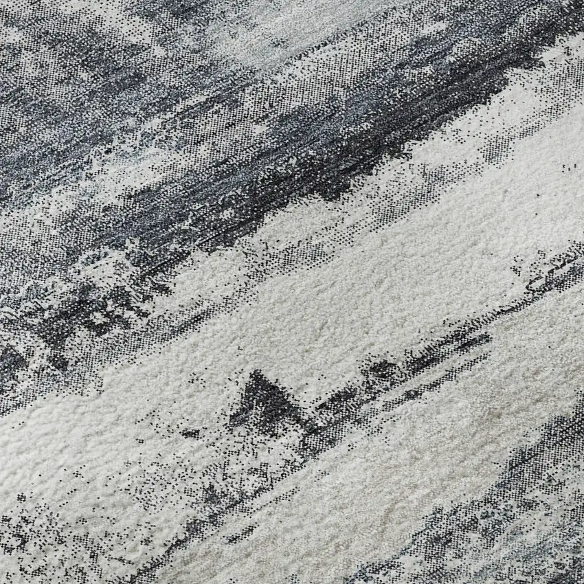 Gray And Ivory Abstract Washable Area Rug With UV Protection Photo 8