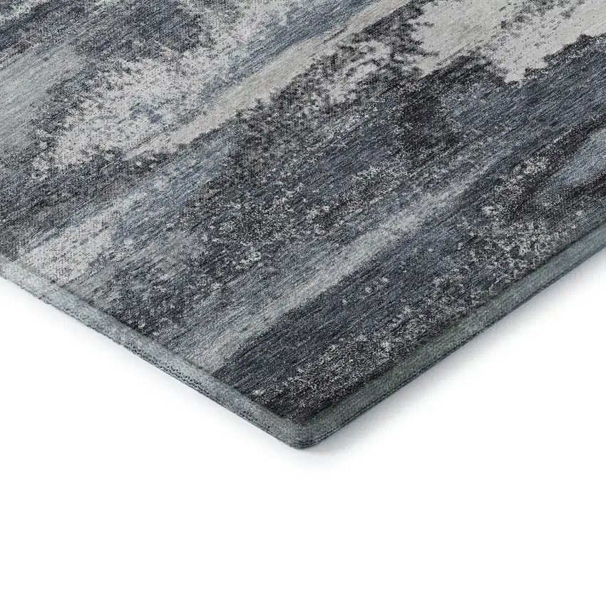 Gray And Ivory Abstract Washable Area Rug With UV Protection Photo 6
