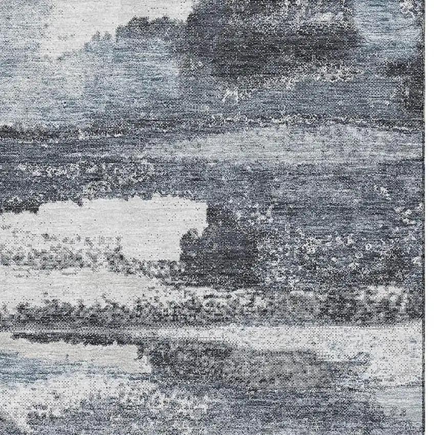 Gray And Ivory Abstract Washable Area Rug With UV Protection Photo 2