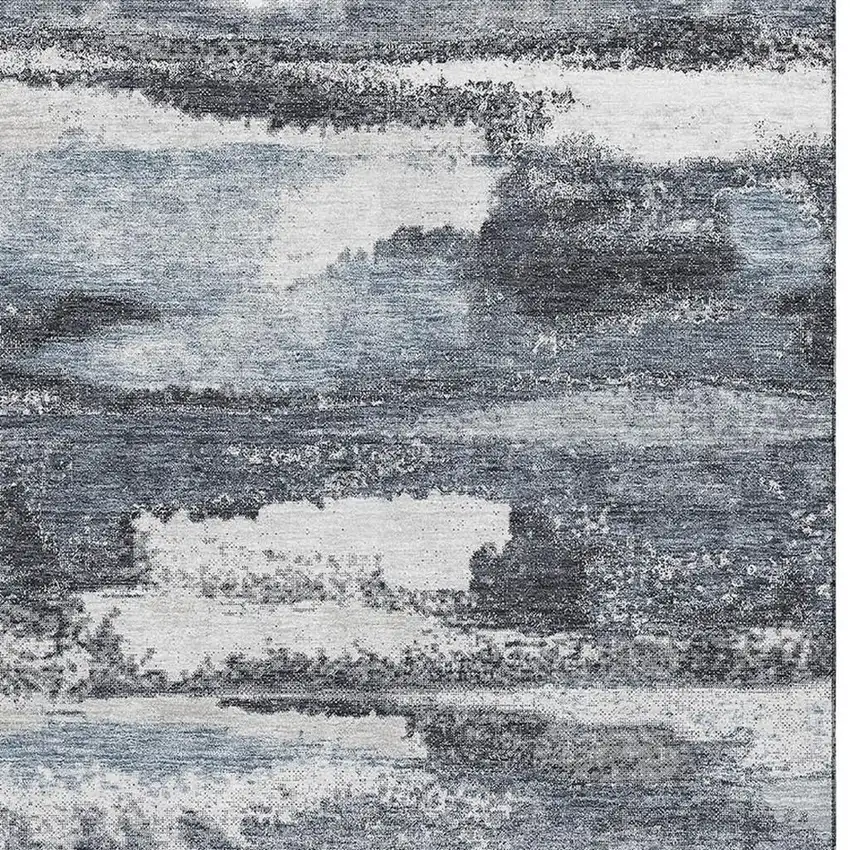Gray And Ivory Abstract Washable Area Rug With UV Protection Photo 3