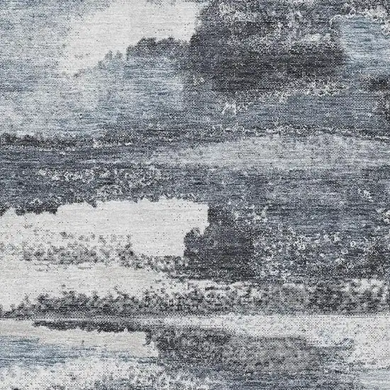Gray And Ivory Abstract Washable Area Rug With UV Protection Photo 2