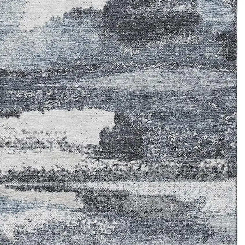 Gray And Ivory Abstract Washable Area Rug With UV Protection Photo 2