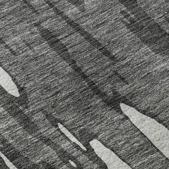 Gray And Ivory Abstract Washable Area Rug With UV Protection Photo 9