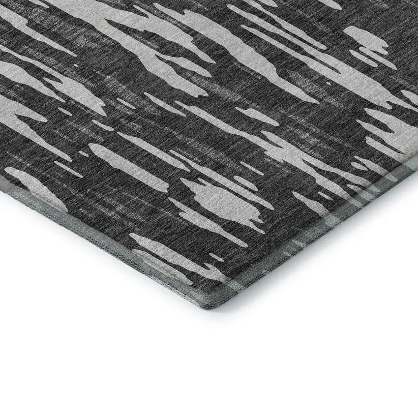 Gray And Ivory Abstract Washable Area Rug With UV Protection Photo 6