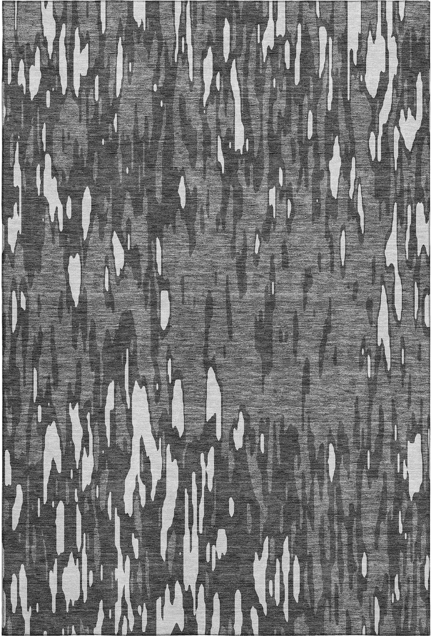 Gray And Ivory Abstract Washable Area Rug With UV Protection Photo 1