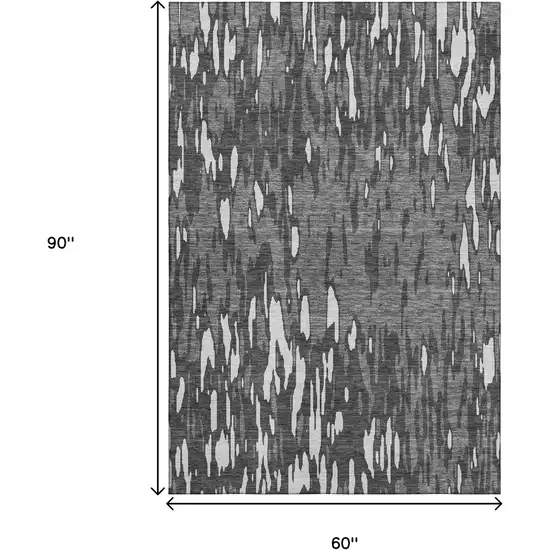 Gray And Ivory Abstract Washable Area Rug With UV Protection Photo 9