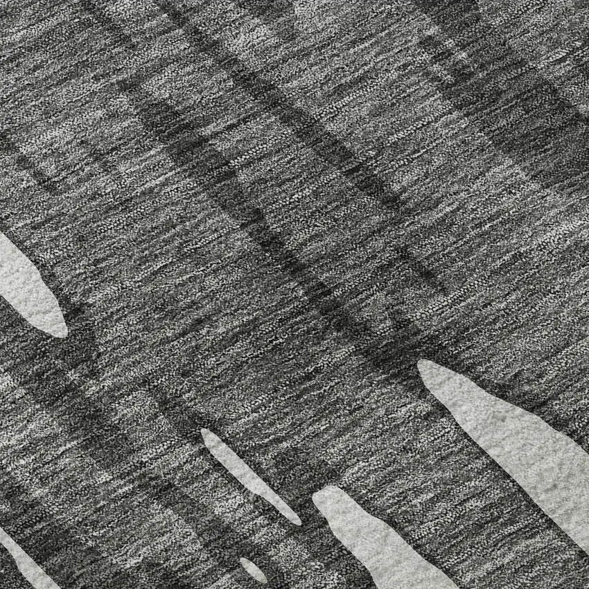 Gray And Ivory Abstract Washable Area Rug With UV Protection Photo 9