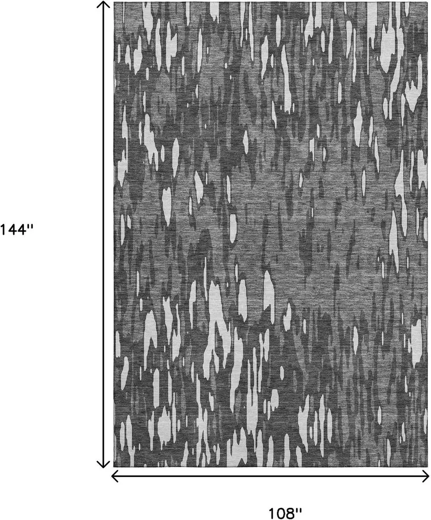 Gray And Ivory Abstract Washable Area Rug With UV Protection Photo 9