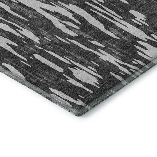 Gray And Ivory Abstract Washable Area Rug With UV Protection Photo 8