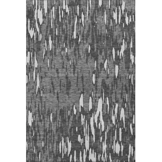 Gray And Ivory Abstract Washable Area Rug With UV Protection Photo 3