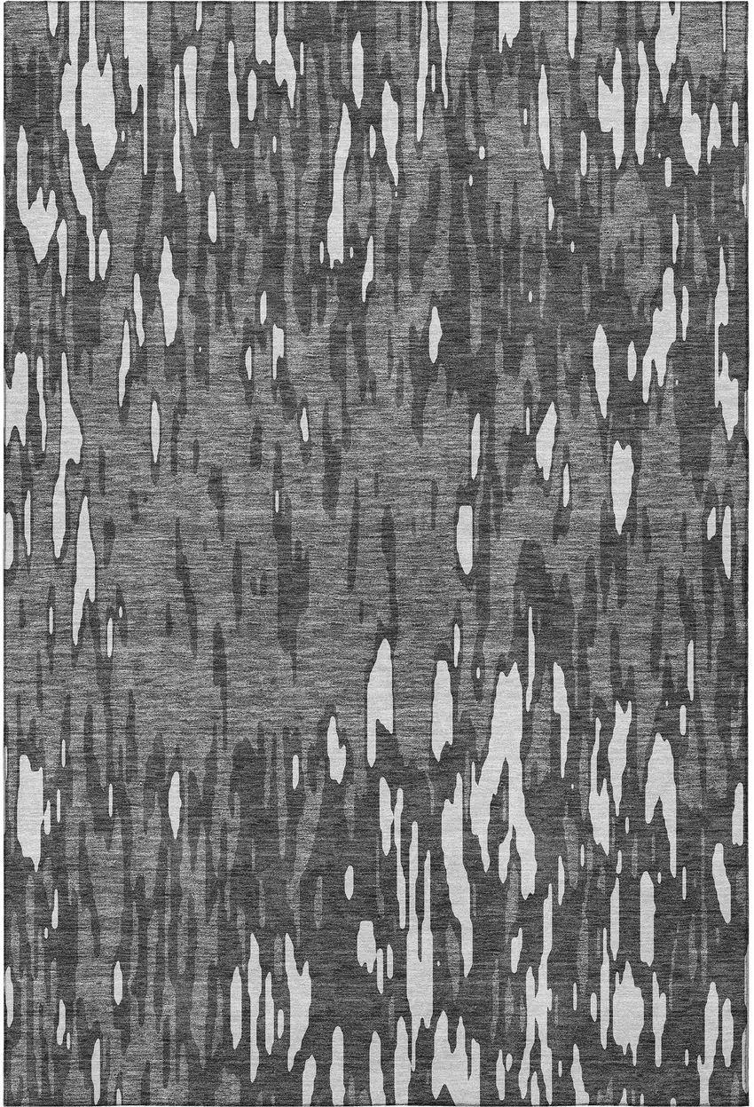 Gray And Ivory Abstract Washable Area Rug With UV Protection Photo 3