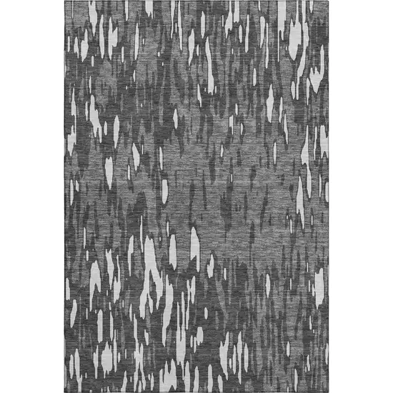 Gray And Ivory Abstract Washable Area Rug With UV Protection Photo 1